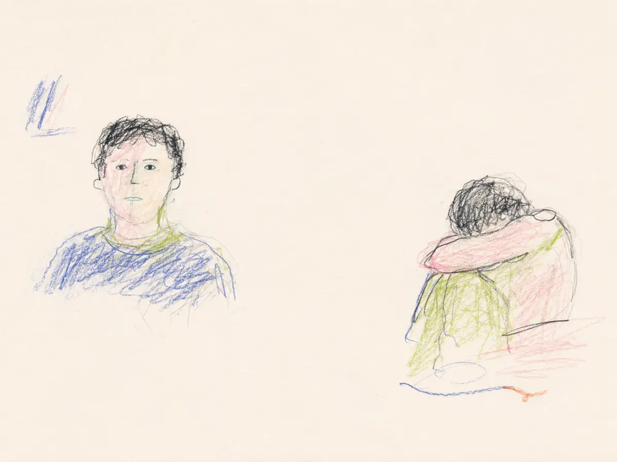 색연필과 크레용으로 서로 다른 두 모습을 표현한 활동 예시